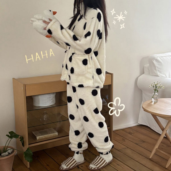 [러블리폭발]부들따뜻 보온성굳 홈웨어세트 / (상하의SET)쿠키도트솜사탕상하파자마SM