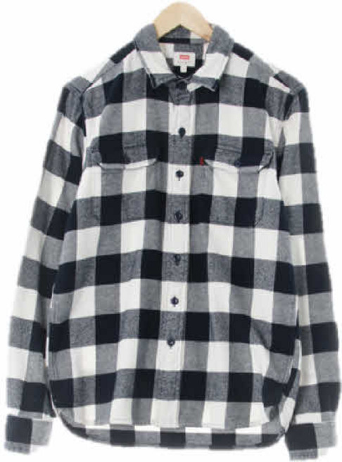 리바이스 0865 잉크네이비화이트 체크 플란넬 긴팔셔츠 [S]