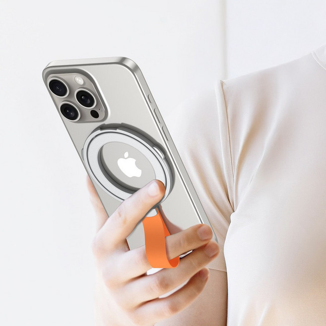 다퍼남 맥세이프 양면자석 실리콘 스트랩 링 홀더 거치대, 실버오렌지