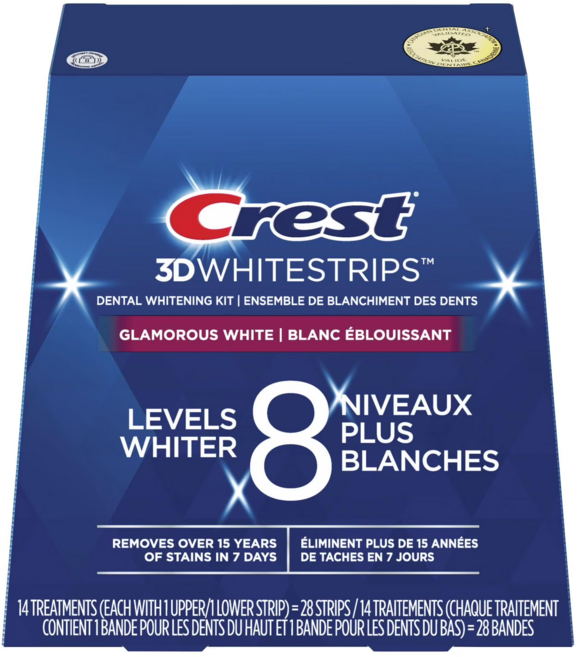 크레스트 3D 화이트스트립 글래머러스 레벨8 치아미백스트립 14트리트먼트 = 28스트립스