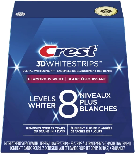 크레스트 3D 화이트스트립 글래머러스 레벨8 치아미백스트립 14트리트먼트 = 28스트립스 - 쿠팡