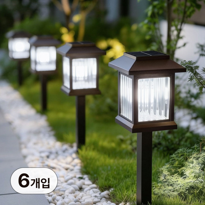 태양열 정원등 태양광 조명 잔디등 전구 외등 태양광 정원등 미니 격자등 LED-Pro 6개입, 흰빛(6개)