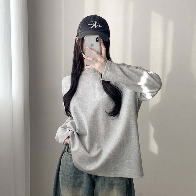 데일리 기본템 박스핏 오버핏 루즈박스 무지긴팔 쭉티