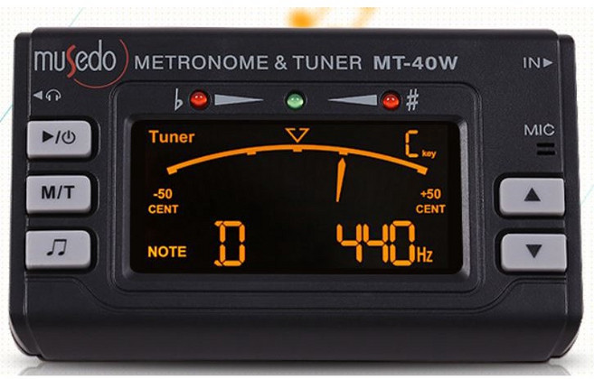 小天使Musedo MT40 MT40w多功能樂器調音器：吉他、提琴、烏克麗麗適用，內建節拍器，精準快速調音, 1個