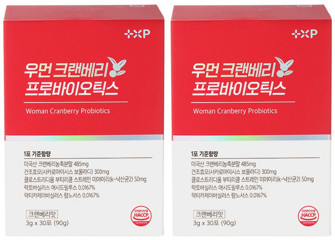 플러스엑스팜 우먼 크랜베리 프로바이오틱스 30포 2개, 1개, 30