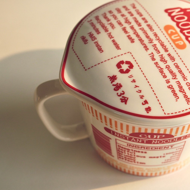 컵라면도자기 라면그릇 육개장 사발면 전용 손잡이 용기, 1세트, 레드