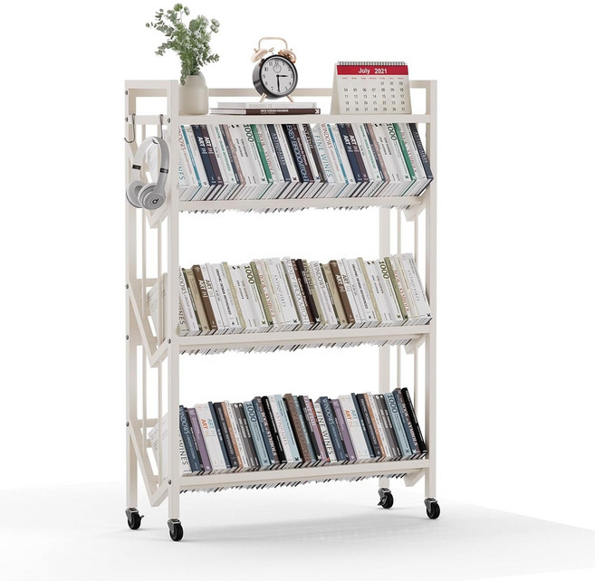 서치잇 다목적 선반 철제 4단 스탠드형 이동식 선반 가정용 책장 책꽂이 신발장, 화이트