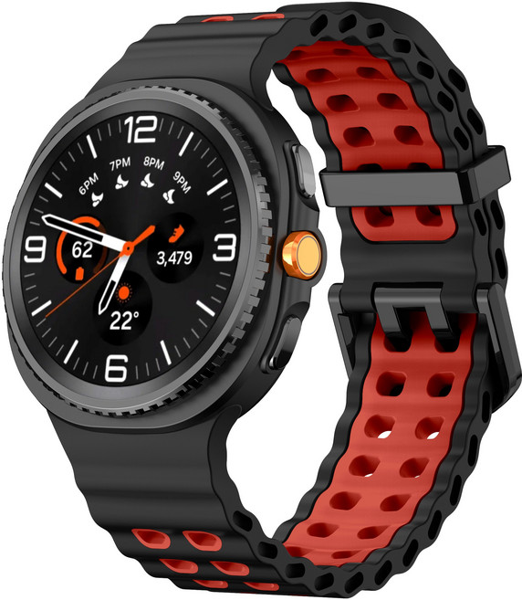 갤럭시워치 호환 울트라 8 스포츠 스트랩 마린 밴드40mm 44mm 45mm 43mm 47mm 42mm 46mm, 블랙/레드