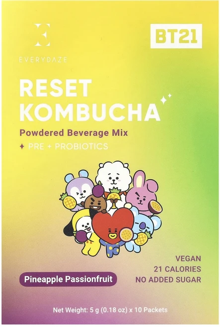 몸관리하세요 겨울입니다 Everydaze 재설정 콤부차 분말 음료 믹스 파인애플 패션프루트 10팩 개당 5g(0.18oz) 특별관리진행 - 쿠팡