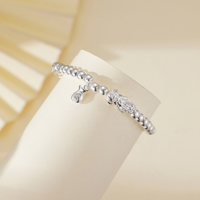 비휴 실버 은도금 팔찌 행운 재물운 부적 은볼