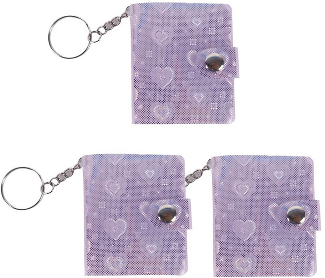 하트 홀로그램 증사 바인더 3개 증명사진 보관 띠부씰 콜렉트북 미니 앨범 키링, 10매, 핑크