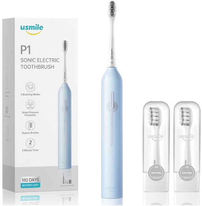 유스마일 데일리퓨어 전동칫솔 P1 미국치과협회 공식인증/ FDA인증 듀퐁칫솔모/1회충전 180일사용/ IPX7방수, 네이비, navy