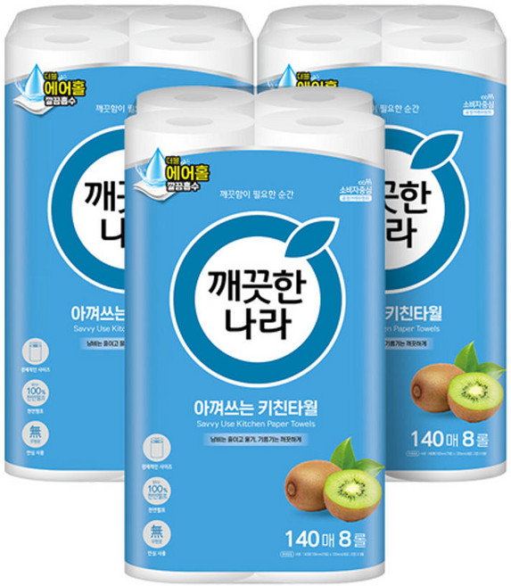 깨끗한나라 데일리 아껴쓰는 키친타월, 140매, 18개