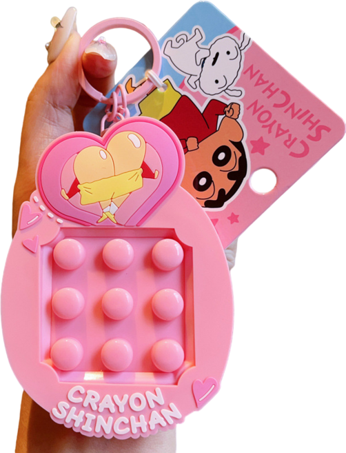 짱구는 못말려 정품 뽁뽁이 키링 열쇠고리, 핑크, 1개