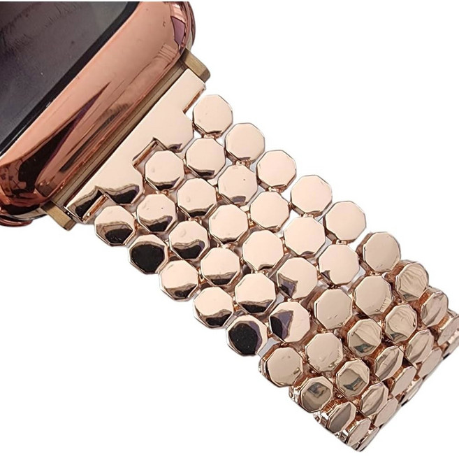 애플워치 밴드 피트니스트래커 스마트워치 DSAAplus 골드 메탈 Apple Watch 38mm 40mm 41mm 42mm 44mm 45mm 46mm 49mm 스타일리시한 체인, A rose gold Honeycomb, 44/45/46/49/42mm(S 1/2/3)