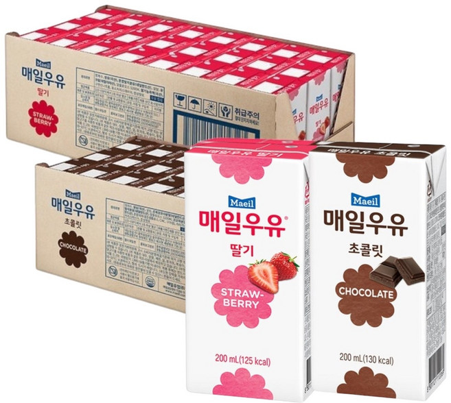 매일 우유 초콜릿+딸기 멸균우유, 200ml