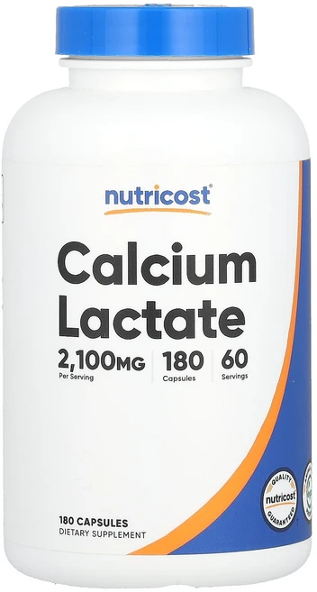 Nutricost 젖산칼슘 2100mg 캡슐 180정(캡슐 1정당 700mg), Nutricost젖산칼슘2100mg캡슐180정캡슐1정당, 1개, 180정 - 쿠팡