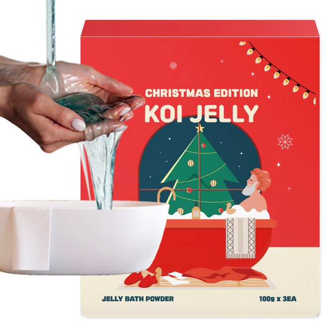 <특가> 재고한정 반값 번개할인 크리스마스에디션 한정판 코이젤리 1박스 300g (100g X 3개입) 고점도 젤리 입욕제 목욕놀이 기념일 커플 입욕젤 호캉스, 1개, 판타지오션(블루)