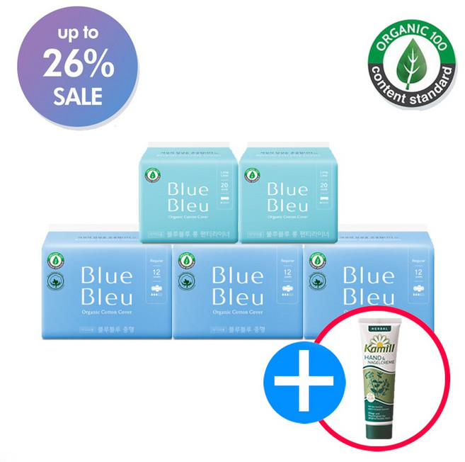 블루블루 유기농 생리대 중형3팩 라이너2팩(사은품증정), 5개