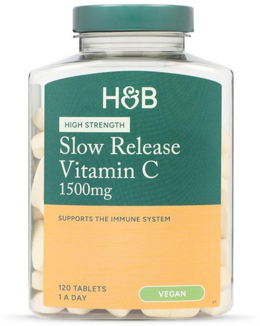 영국 홀랜드앤바렛 Holland & Barrett Slow Release Vitamin C 고함량 서방형 비타민C 1500mg, 6개, 120정