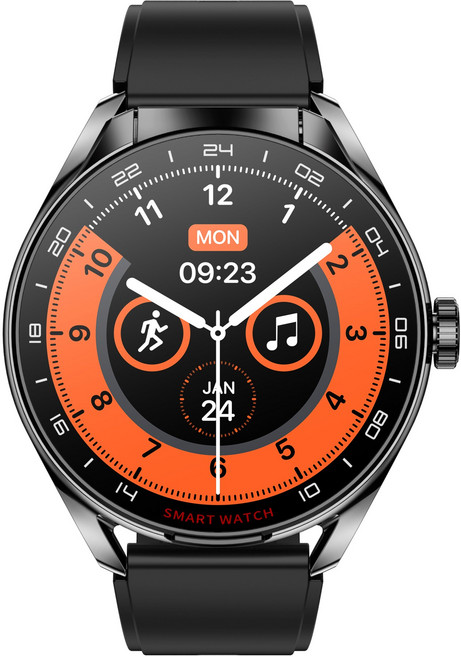 스마트워치 2in1 블루투스 통화 무선 이어폰 내장형 라운드 스포츠 워치, GPS, 38mm, 검은색