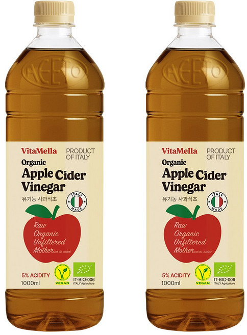 비타멜라 유기농 애플사이다 비니거, 2개, 1L