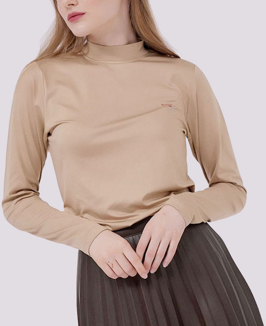 WB 약 기모 티셔츠 반폴라 여성 여자 겨울 티 보온 기모티