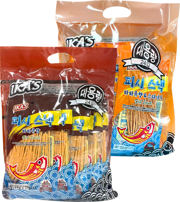 피시스낵 바비큐향 13g + 바비큐향&스파이시맛 13g 2종 24개 (총48개), 1개