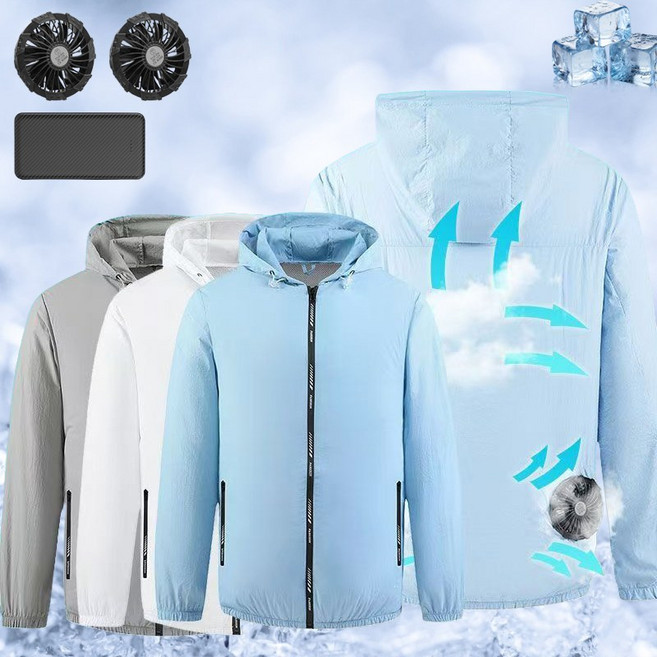 선풍기 옷 자외선 차단 쿨링 작업복 KC인증 선풍기조끼 냉방 에어컨 옷 근무복 남녀공용 낚시 등산 실외 냉각옷 +보조배터리