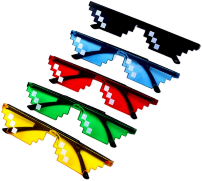 유니로브 픽셀선글라스 5종 세트 마크 안경, 5개, 블랙블루그린레드옐로우