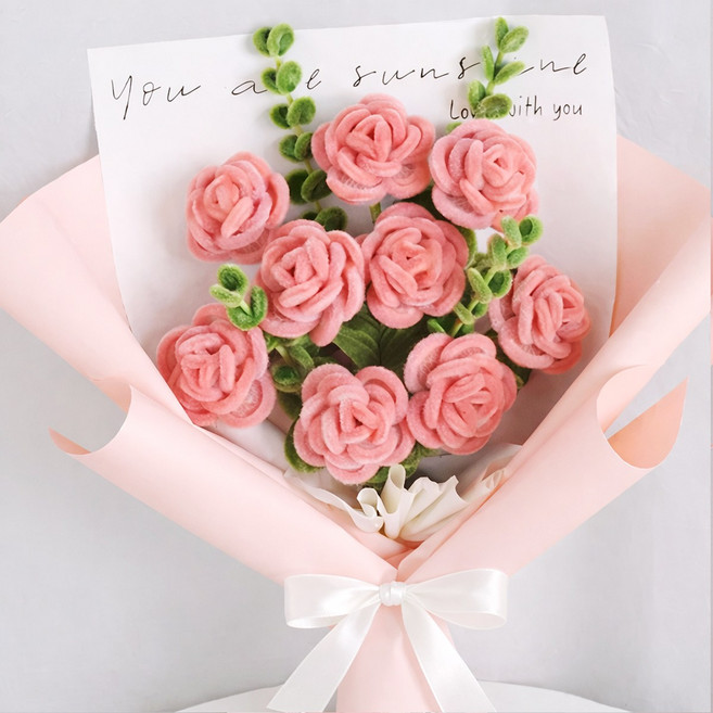 DIY모아 모루 꽃다발 만들기 재료, 1개, 핑크