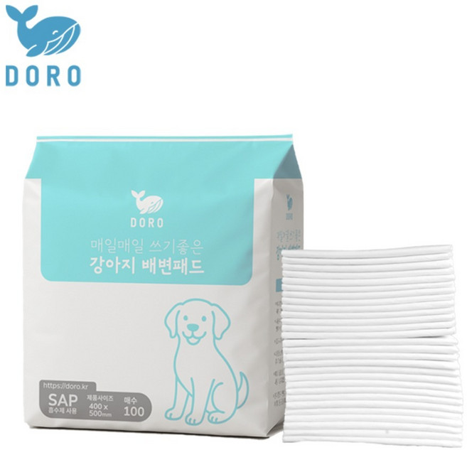 도로 애견 강아지 배변패드 SAP 2g 고흡수성 400x500 100매