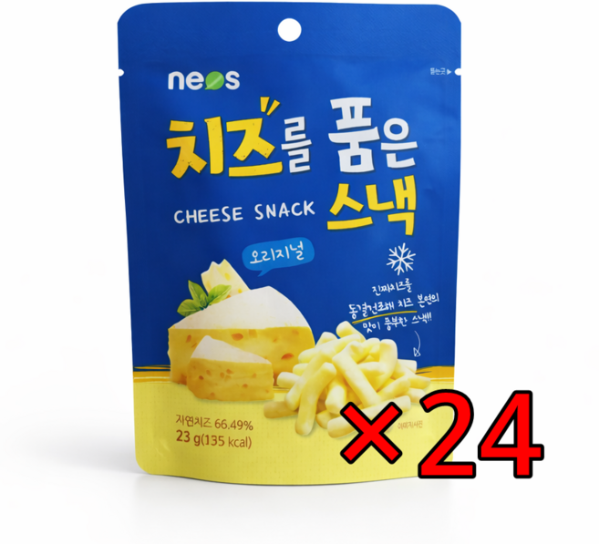 [네오스] 저당간식 치즈를 품은 스낵 큐브형 아기 사무실 간식 23gx24팩, 24개, 23g