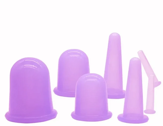 실리콘 부항 마사지 항지방단 마사지 페이스 패드 얼굴 목 리프팅 피부, 02 7PCS Set