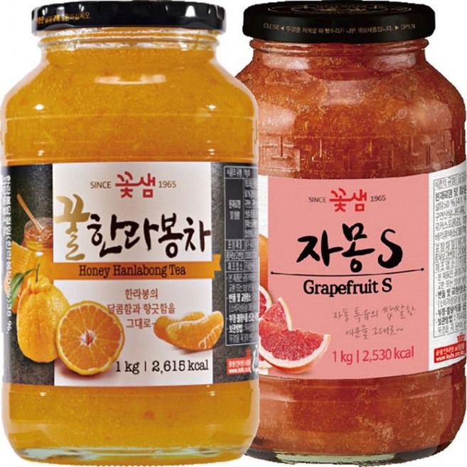 꽃샘 꿀한라봉차S 1kg+자몽차S 1kg, 단일품목, 0.9964048641117761, 1