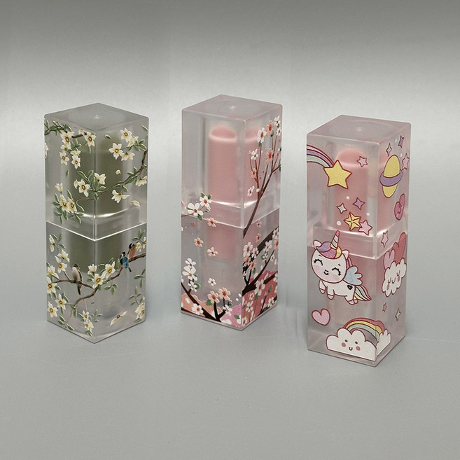 포포라운지 립밤 립스틱 용기 화장품 공병 diy 일러스트 케이스, 초록매화, 1개