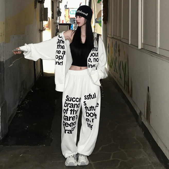 피니 (커플룩ok! 왕.박.시) 프로젝트 오버핏 레터링 트레이닝 set (4color) 후드집업 조거팬츠 와이드팬츠 오버핏 꾸안꾸 y2k 유니크 힙 남여공용