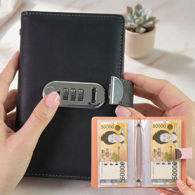 제이라 현금 바인더 다이어리 비밀번호, 1개, 블랙