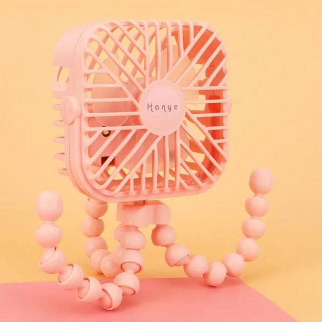 유모차 선풍기 샤오미-미니 휴대용 아기 팬 문어 모양 스탠드 조절 가능한 핸드 헬드 USB 충전 공기 냉각기 학생 야외 여행, 버건디, 1개