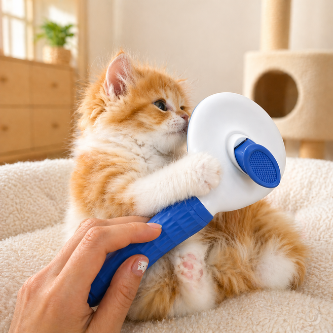 나드리몰 원터치 강아지 털제거 브러쉬, 블루, 1개