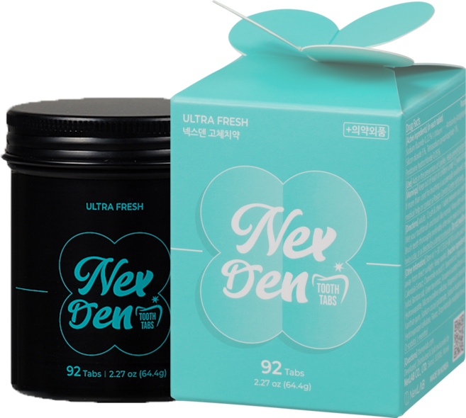 신제품 넥스덴 고체 치약 92정x2캔 6캔 울트라민트 치주염예방 치아미백 카렌듈라 죽염 가글 천연 구취제거 불소 잇몸치약 치석케어 씹는 치약 민트향 가글 치과 칫솔 잇치, 넥스덴 고체치약 92정 민트, 1개