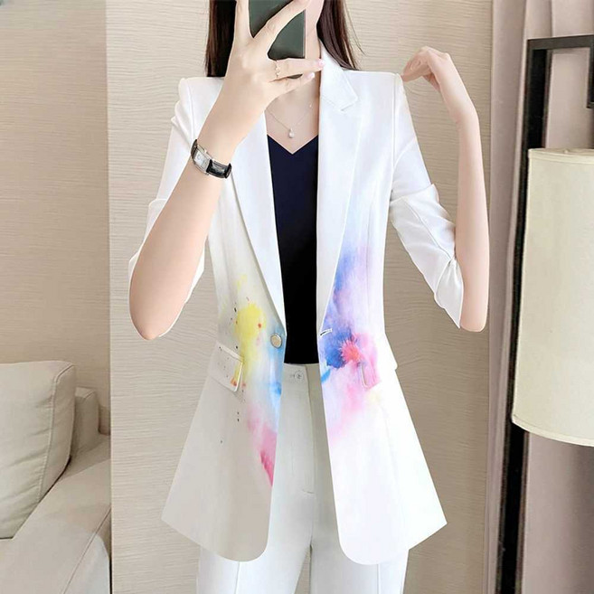 여성 행사복 무대의상 화이트 염색 축제 정장 사회자