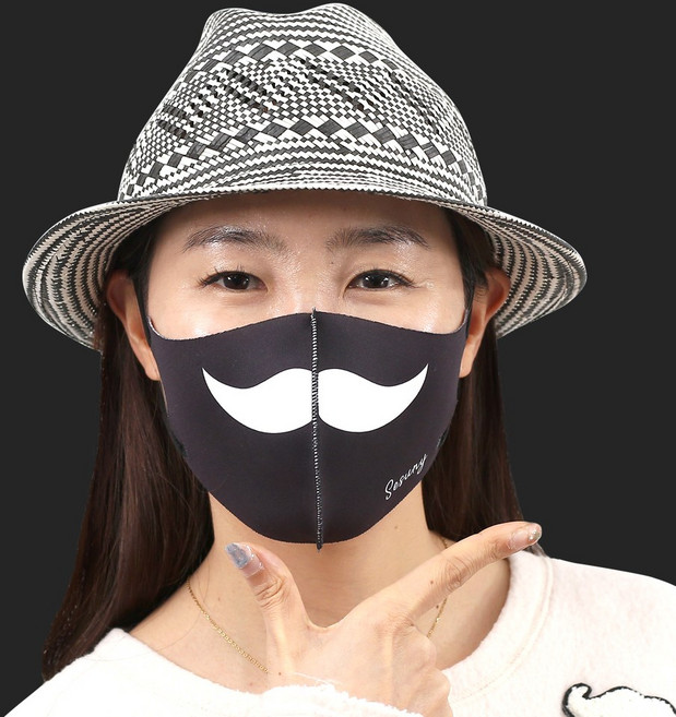 [세수니 마스크] 웃긴 코믹 마스크 특이한 재미있는 콧수염 마스크, L, 1개, 1개입