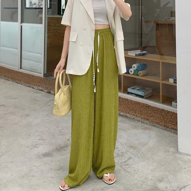 샤르시에 여성 쿨링 밴딩팬츠 와이드핏 플리츠 냉장고바지