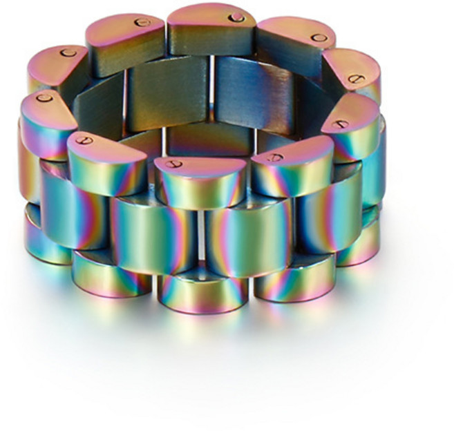 [남녀공용] 체인 스타일 도금 반지 시계줄 디자인 힙합 패션링