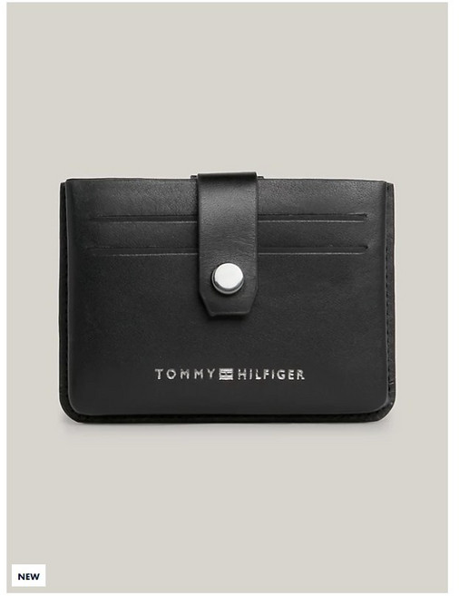 TOMMY HILFIGER PREP CREDIT CARD HOLDER MADE OF PRE-SHAPED LEATHER AM0AM12321BDS Black