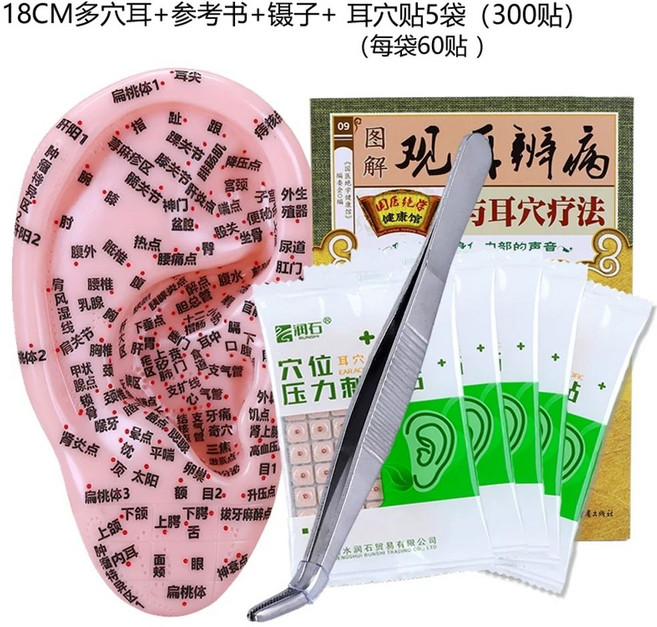 마사지 혈자리 수업 안마 귀침 귀모형 중지에 상해 지압점 교구 건강관리 경락통, J. 8cm 멀티홀 이어팁 + 이어패치 5봉지 + 참고, 1개