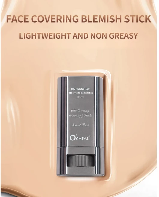 Ocheal 페이스 파운데이션 컨투어 스틱 롱웨어 경량 브라이트 스틱 페이스 컨실러 블레미쉬 컨투어링 뷰티 메이크업, 1개