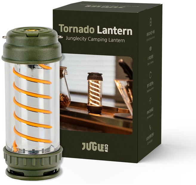 [정글시티] 토네이도 LED 캠핑랜턴 백패킹 차박 감성조명, 1개, 올리브 그린