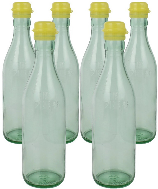 가인글로벌 청색 기름병350 유리병 참기름병 용기, 노랑, 6개, 350ml